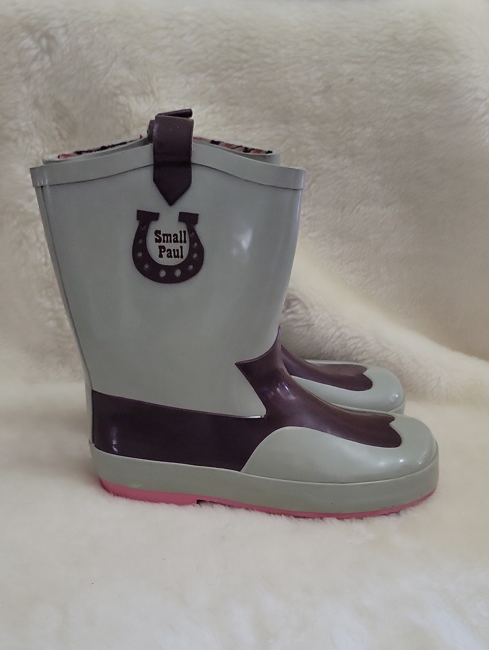 Small Paul By PAUL FRANK rain Boots. Brown And Pink Colors. Size XL